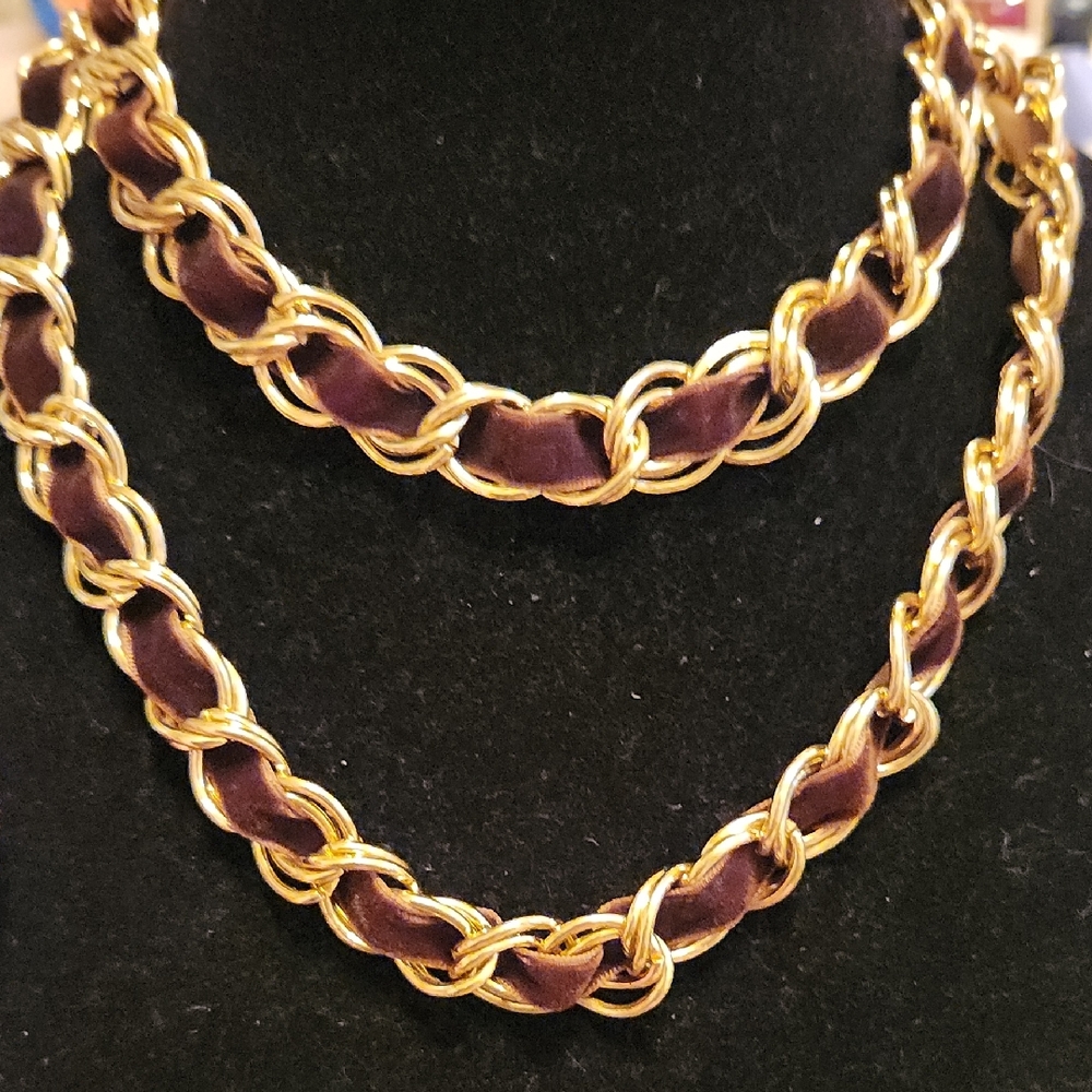 R.J. Graziano Gold and‎ Brown Chain Necklace/belt